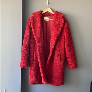 Wilfred Teddy Cocoon Coat (Red/ Size S)